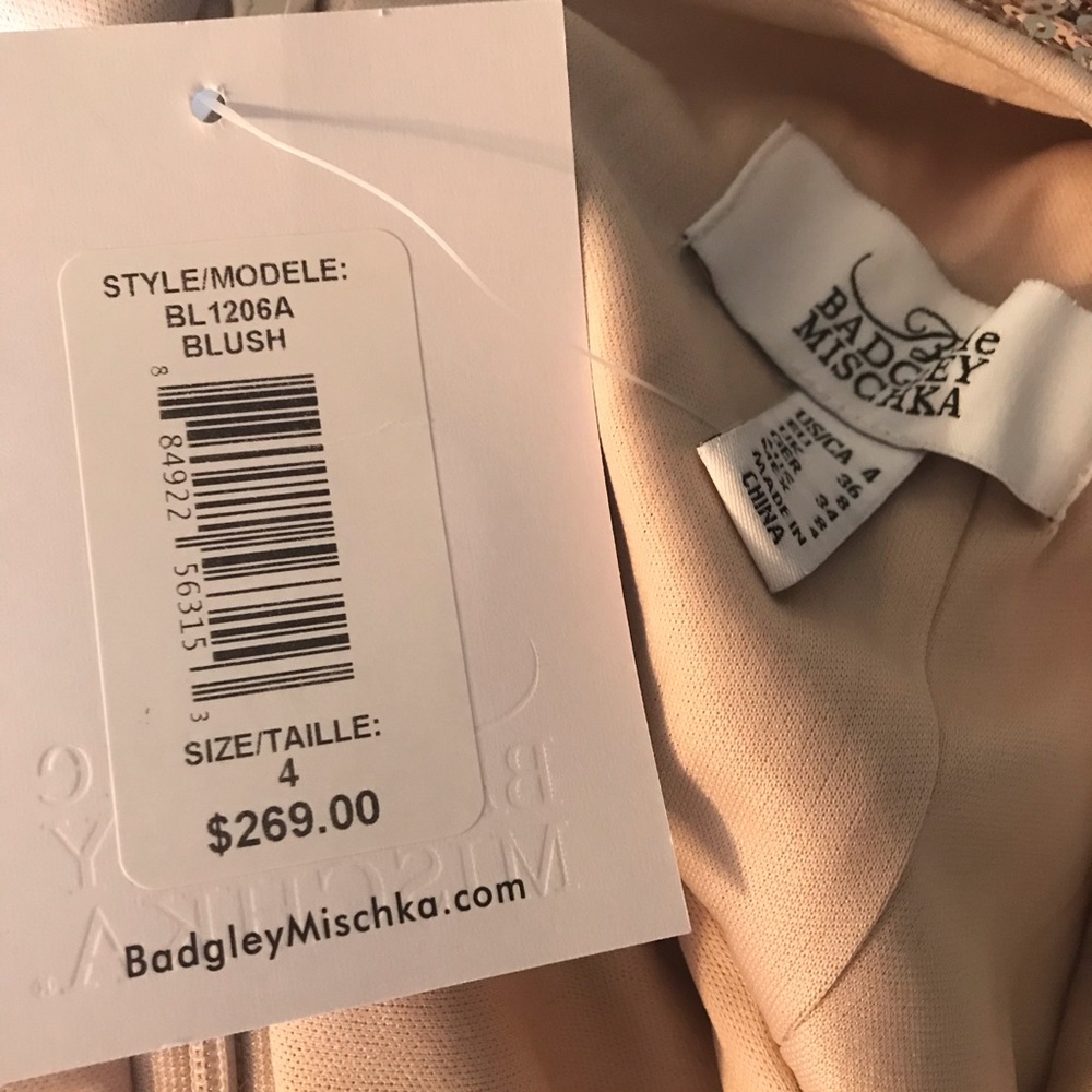 BELLE BADGLEY MISCHKA Blush Rose Sequin Gown Dress - Picture 5 of 8